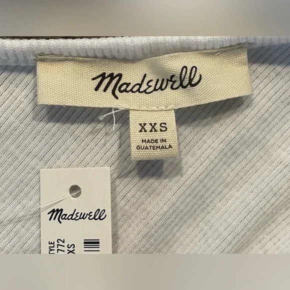 Madewell Brightside Rib One-Shoulder Tank Women’s Size XXS Eyelet White … - Picture 4 of 6